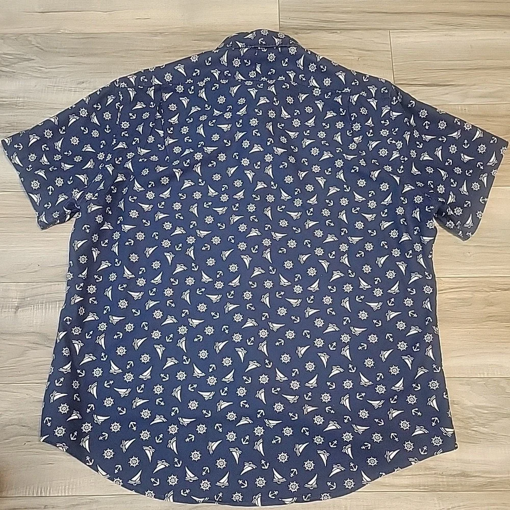 Polo Ralph Lauren Shirt Adult Large Blue Allover Print Boat Anchor‎ Flesh Pony